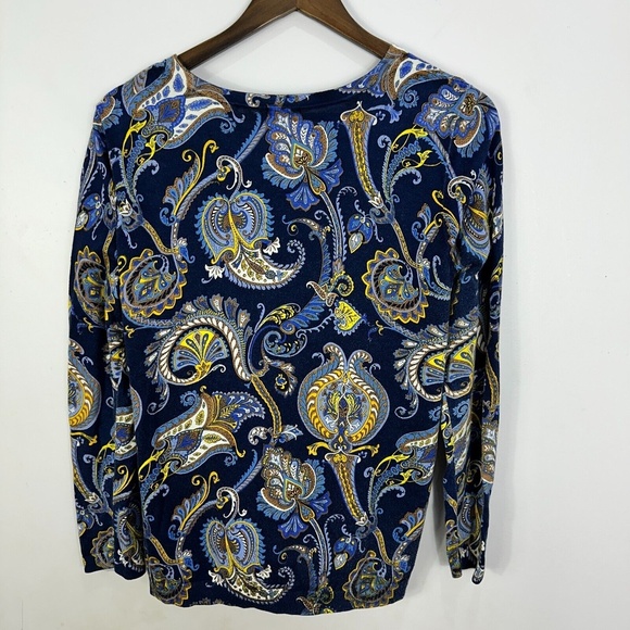 Talbots Cardigan Sweater Women X Plus Paisley Print Retro Boho Preppy Maximalist - Picture 7 of 7